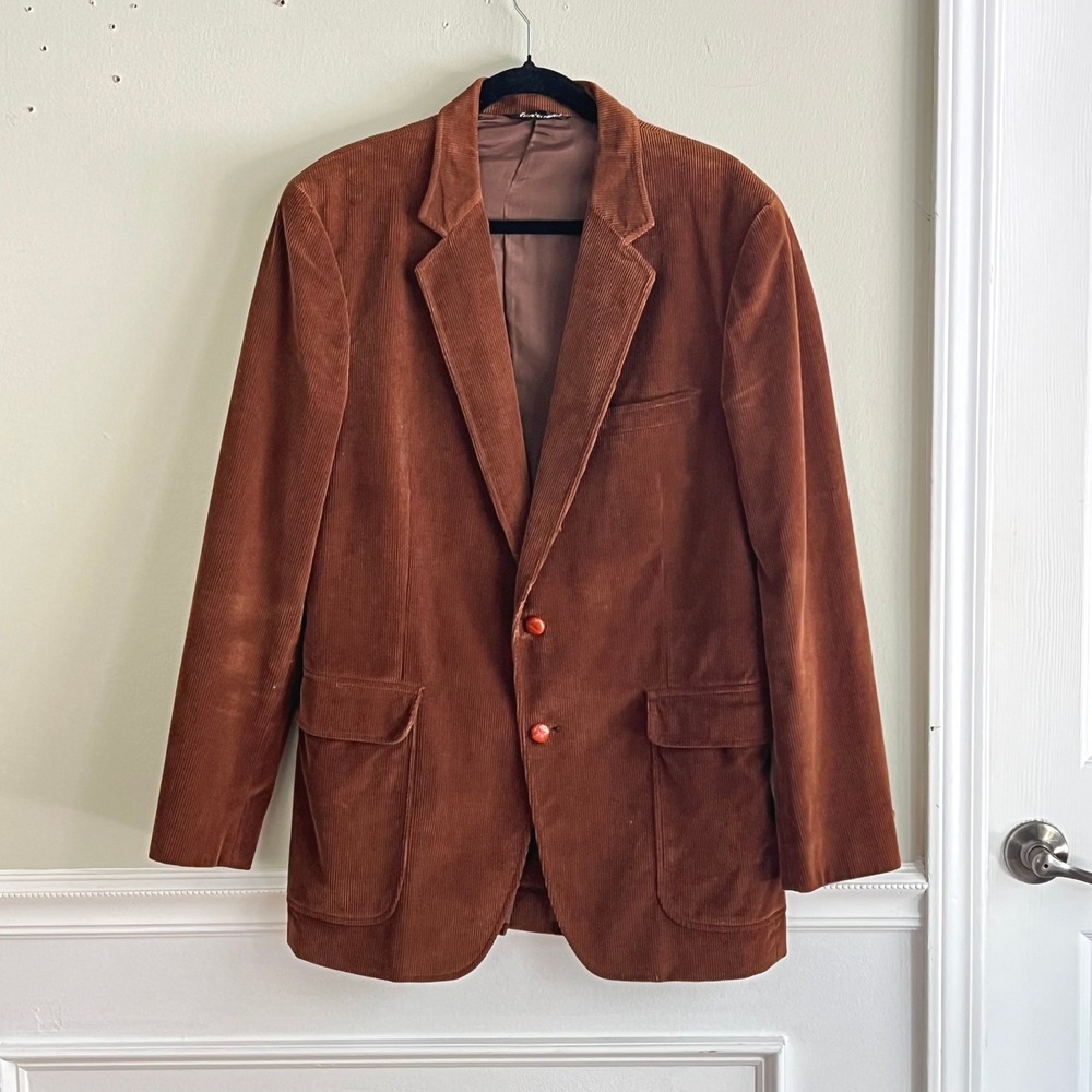 Woodmere Corduroy Blazer Mens 42L Vintage 2 Button Brown Sport Coat Academia